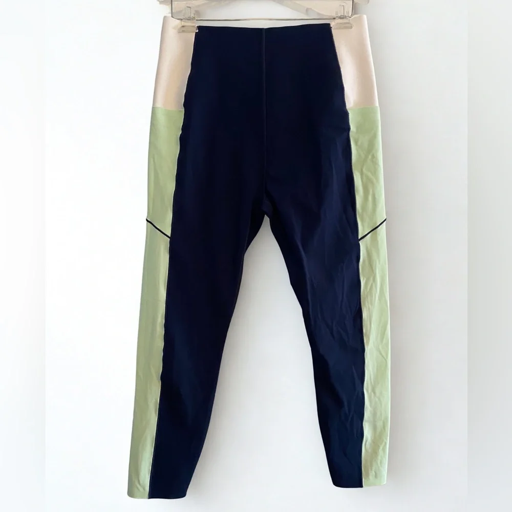 Sweaty Betty Power 7/8 Length Colorblock Workout Leggings Blue Green Size XL